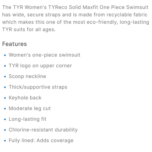 NWOT • TyreCo • Solid MaxFit One-Piece Swimsuit - Picture 5 of 6